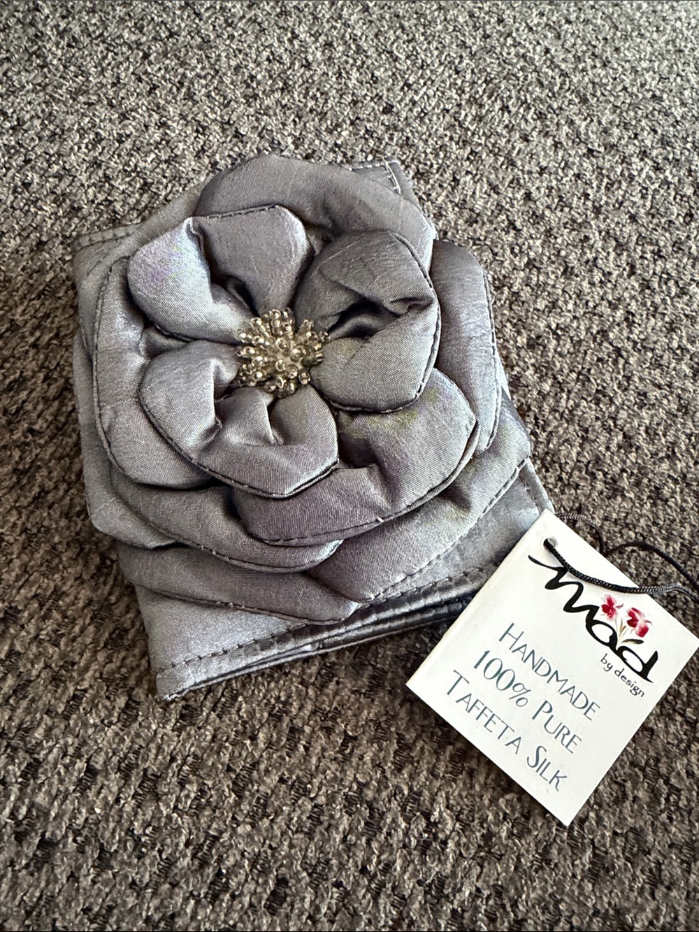 Mad by Design Handmade Taffeta Silk Gray Floral Evening wallet